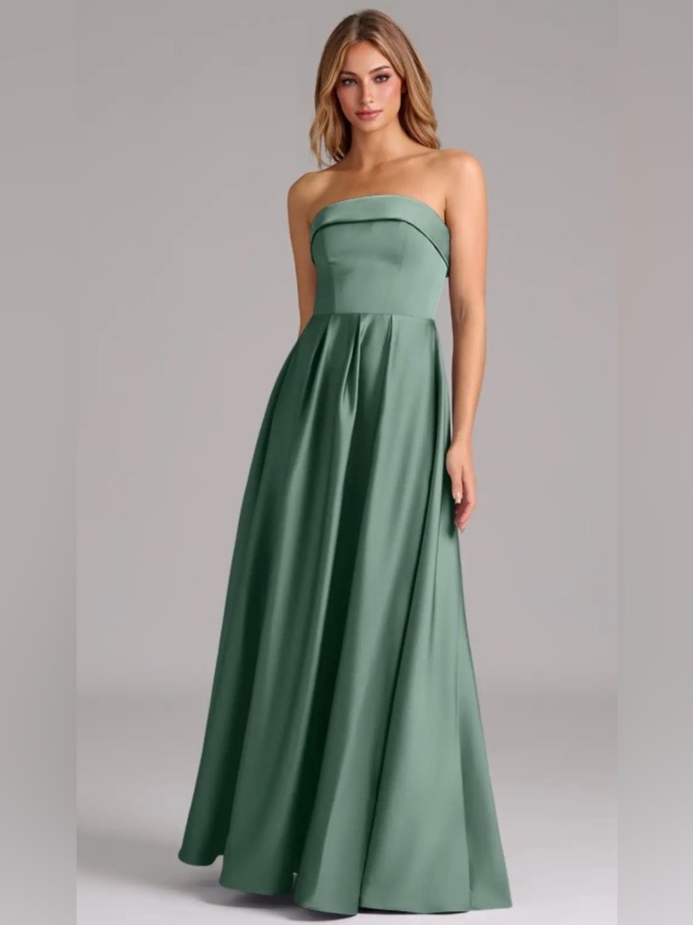 Azazie Eucalyptus Strapless/Spaghetti Bridesmaid Dress